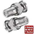 Produktbild: 2 x Adapter - BNC Stecker auf F Buchse - für Antenne Sat Koaxkabel TV Kamera