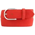 Produktbild: BELTINGER Ledergürtel Damen-Gürtel aus Veloursleder 4 cm - Velour-Gürtel für Damen 40mm - Wi (1-St) rot|silberfarben 90 cm (Gesamtlänge 105 cm)