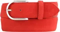 Produktbild: BELTINGER Damen-Gürtel aus Veloursleder 4 cm | Velour-Gürtel für Damen 40mm | Wildleder-Gürtel 4cm mit runder Gürtelschnalle | Rot 90cm