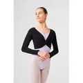 Produktbild: tanzmuster Crop-Top Langarm Ballett Top Mia aus wunderbar weicher Baumwolle Oberteil für Mädchen fürs Kinder Ballett schwarz 140/146