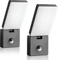 Produktbild: 2x LED Aussenleuchte Bewegungsmelder Wand Leuchte anthrazit Sensor 15W SEBSON
