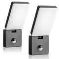 Produktbild: SEBSON LED Aussenleuchte mit Bewegungsmelder - 2er Set - Wandleuchte anthrazit 15W 900lm kaltweiß 5800K schwenkbar IP65, Außenwandleuchte Sensor 9m / 140°