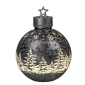 Produktbild: LED Dekoobjekt Kugel FROSTY WINTERWALD H. 34cm grau Glas Formano W25