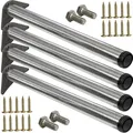 Produktbild: ID Dinkel 4 x Edelstahl Tischfuß Ø60 mm Tischbeine Möbelfuß |Höhe 560 mm|höhenverstellbar + 30 mm