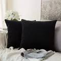 Produktbild: MIULEE 2er Pack Samt Kissenbezug Kissenhülle Dekorative Kissenbezug Dekokissen Sofakissen Lendenkissen Wurfkissenbezug Kissenhülle Schwarz 45x45 cm