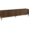 Produktbild: MIRJAN24 TV-Lowboard Tewos 200, TV-Schrank mit vier Drehtüren, Schwarze Metallfüße (Farbe: Nuss Warmia / Nuss Warmia + Marmor Schwarz) - Braun