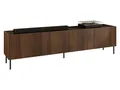 Produktbild: Mirjan24 TV Lowboard Tewos 200 4D, TV Schrank mit 4 Türen, gedämpftem Schließsystem, Fernsehschrank, Fernsehtisch, Unterschrank (Nuss Warmia + Marmor Schwarz)