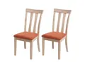 Produktbild: 2er-Set Esszimmerstuhl MCW-G46, Küchenstuhl Stuhl, Stoff/Textil Massiv-Holz ~ naturfarbenes Gestell, orange