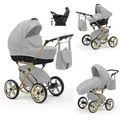 Produktbild: Klassischer Kinderwagen Sorento Gold 5 in 1 inkl. Sportsitz, Autositz und Iso Base in 19 Farben