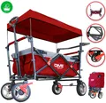 Produktbild: DMS® Bollerwagen Faltbar Dach Handwagen Klappbar Strandwagen Gerätewagen Rot BW-