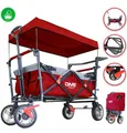 Produktbild: DMS® Bollerwagen Faltbar Dach Handwagen Klappbar Strandwagen Gerätewagen Rot