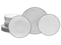 Produktbild: CreaTable, 20374, Serie Luna Black Line, 18-teiliges Geschirrset für 6 Personen, Teller Set aus Porzellan, spülmaschinen- und mikrowellengeeignet, Qualitätsproduktion