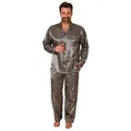 Produktbild: Normann Pyjama Herren Satin Pyjama, durchknöpfbarer Schlafanzug in Minimal-Optik grau 54
