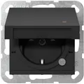 Produktbild: Gira 4552005 SCHUKO-Steckdose, 16A 250V~, Klappdeckel, Kontrolllicht, Shutter, System 55, schwarz matt