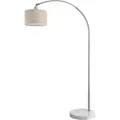 Produktbild: Bogenlampe Stoffschirm Marmorfuß 150-175 cm Höhenverstellbar E27 Wohnzimmer Schlafzimmer Stehlampe Standleuchte Leinen - Monzana