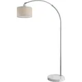 Produktbild: Bogenlampe Stoffschirm Marmorfuß 150-175 Cm Höhenverstellbar E27 Wohnzimmer Schlafzimmer Stehlampe Standleuchte Leinen - Monzana