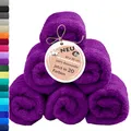 Produktbild: Lashuma kleine Gästehandtücher Set Lila - Aubergine, London 6 teiliges Waschlappen Baumwolle 30x30 cm