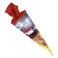 Produktbild: itenga Schultüte Zuckertüte 70cm rund Feuerwehr Filzverschluss rot Feuerwehrauto