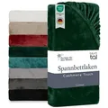 Produktbild: Blumtal Spannbettlaken Spannbettlaken Cashmere Touch - Oeko-TEX zert. Bettlaken, Winter - Plüsch Spannbettlaken aus Mikrofaser grün 140 cm x 200 cm