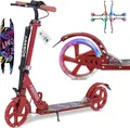 Produktbild: AREBOS Cityroller Tretroller Rot | LED-Räder, klappbar, höhenverstellbar