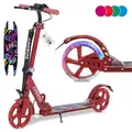 Produktbild: AREBOS Tretroller Scooter Kickroller Cityroller | bis 100 kg |mit LED-Reifen Rot
