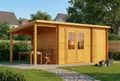 Produktbild: Alpholz Gartenhaus Holz Maria mit Anbau & Schleppdach, BxT: 598x272 cm, in Imprägniert (Pinie) mit 28mm Wandstärke