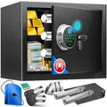 Produktbild: KESSER® Elektr. Tresor mit Fingerabdruck & Schlüssel M | Inkl. Notfallakku | Elektronischer Safe | 3x Doppelbolzenverriegelung | Boden Wandtresor | Möbeltresor | Panzerschrank Zahlenschloss Schwarz