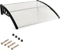 Produktbild: GOPLUS Vordach für Haustür, 122 × 99 cm Überdachung aus Aluminium & Polycarbonat, Haustürdach Pultvordach, Schwarz