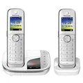 Produktbild: Panasonic KX-TGJ322GW Familien-Telefon mit Anrufbeantworter (schnurloses Telefon DUO, strahlungsarm, Anrufschutz, DECT Basistation) Schwarz/Weiss