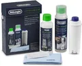 Produktbild: De'Longhi DLSC306 Original, für Kaffeemaschinen & Kaffeevollautomaten Pflegeset (EcoMulticlean 250ml, EcoDecalk 200ml, Wasserfilter, Mikrofasertuch)
