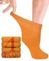 Produktbild: Fiera Besa Diabetiker Socken Damen Bambus weich nahtlos 4 Paar Kürbis 35-38