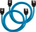 Produktbild: Corsair CC-8900255 Premium Sleeved SATA 3 Kabel 6GBps, Blau, 60 cm