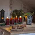 Produktbild: LED Kerzenset Adventskerzen Weihnachten 3D Flamme Echtwachs Timer rot 4 Stück