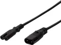 Produktbild: LogiLink Strom Verlängerungskabel [1x Kleingeräte-Stecker C8 - 1x Kleingeräte-Buchse C7] 2.00m Schwarz