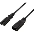 Produktbild: LogiLink Netzkabel CP129, 2-polig, 2 m, Doppelnut-Stecker / Doppelnut-Buchse, schwarz