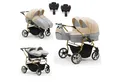 Produktbild: BabyMerc Zwillingswagen Duet Lux Gold 5 in 1 inkl. Sportsitze, Autositze und Isos in 20 Farben
