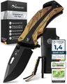Produktbild: BERGKVIST® K29 Klappmesser Tiger (Einhandmesser) - 3-in-1 Taschenmesser aus Echtholz für Outdoor, Camping & Survival - ausgezeichnet mit dem Bronze A' Design Award 2021 - inkl. Feuerstahl & Tasche
