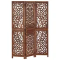 Produktbild: vidaXL Mangoholz Massiv Raumteiler 3-TLG. Handgeschnitzt Klappbar Trennwand Paravent Umkleide Sichtschutz Spanische Wand Braun 120x165cm