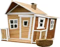 Produktbild: AXI Spielhaus Lisa aus  Holz | Outdoor Kinderspielhaus mit Veranda für den Garten in Braun & Weiß | Gartenhaus für Kinder mit Fenstern