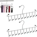 Produktbild: 2 x Gürtelhalter, Krawattenhalter aus Metall, platzsparend, je 12 Haken, Krawatten & Gürtel, Kleiderschrank, silber