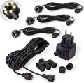 Produktbild: CLGarden Beleuchtung Set für Springbrunnen mit 3 warmweißen LED Ringen IP44 12V Trafo 10 Meter Verbindungskabel und 3er Verteiler für LED Kranz DIY