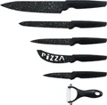 Produktbild: 6 teilig Messerset 5 Messer 1 Sparschäler Set Brotmesser Kochmesser Fleischmesser Brotmesser Schwarz