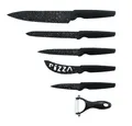 Produktbild: Messerset 5 Messer 1 Sparschäler 6-teiliges Set Brotmesser Kochmesser Schwarz