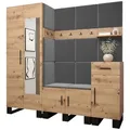 Produktbild: Abiks Möbel Garderoben-Set, Eiche Artisan, Grau, Holz, Nachbildung, 2-Sitzer, 8 Fächer, 1 Schubladen, 200x196x45.6 cm, Garderobe, Garderoben-Sets & Serien, Garderoben-Sets