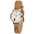 Produktbild: Damen Quarz Analog Uhr mit Braun Echt Leder Armband Bronze Farbe Edelstahl Ka...