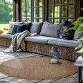 Produktbild: Outdoor Teppich Wetterfest Terrasse Balkon Garten Küchenteppich Einfarbiges Design Flachgewebe Sisal Look Waschbarer Teppich Verschiedene Große : 160 X 160 cm , Farbe : Braun