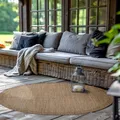 Produktbild: SIMPEX Outdoor Teppich Rund,Terrasse Balkon Garten Küchenteppich Einfarbiges Design Wetterfest Flachgewebe Sisal Look Waschbarer Teppich, Größe: 160 cm Rund, Farbe: Braun