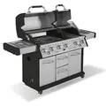 Produktbild: Justus 6-Brenner Gasgrill Mars Pro mit Seitenbrenner und Backburner – Edelstahl Grillwagen, 3-teiliger Gussrost mit Multigrid – 190 x 80 x 155 cm, Schwarz