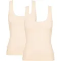 Produktbild: sloggi Unterhemd GO (2er Pack) zarte Spitzendetails, tiefer Rundhals-Ausschnitt, breite Träger, weich beige L