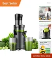 Produktbild: Slow Juicer Entsafter Obst Gemüse 90mm XL Öffnung Hohe Saftausbeute